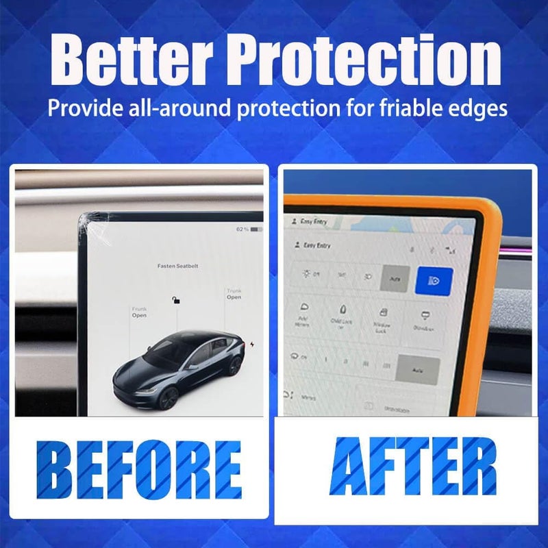 Yeapop 2Pcs Silicone Protector Frames of Screen and Rear View Mirror for Tesla Model 3 2024 Highland and Model Y 2025 Juniper. (Orange) - Image 3